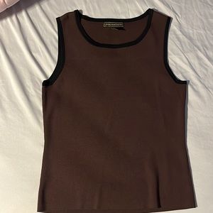 Linda Matthews Knit Tank Ringer Crew Brown size large